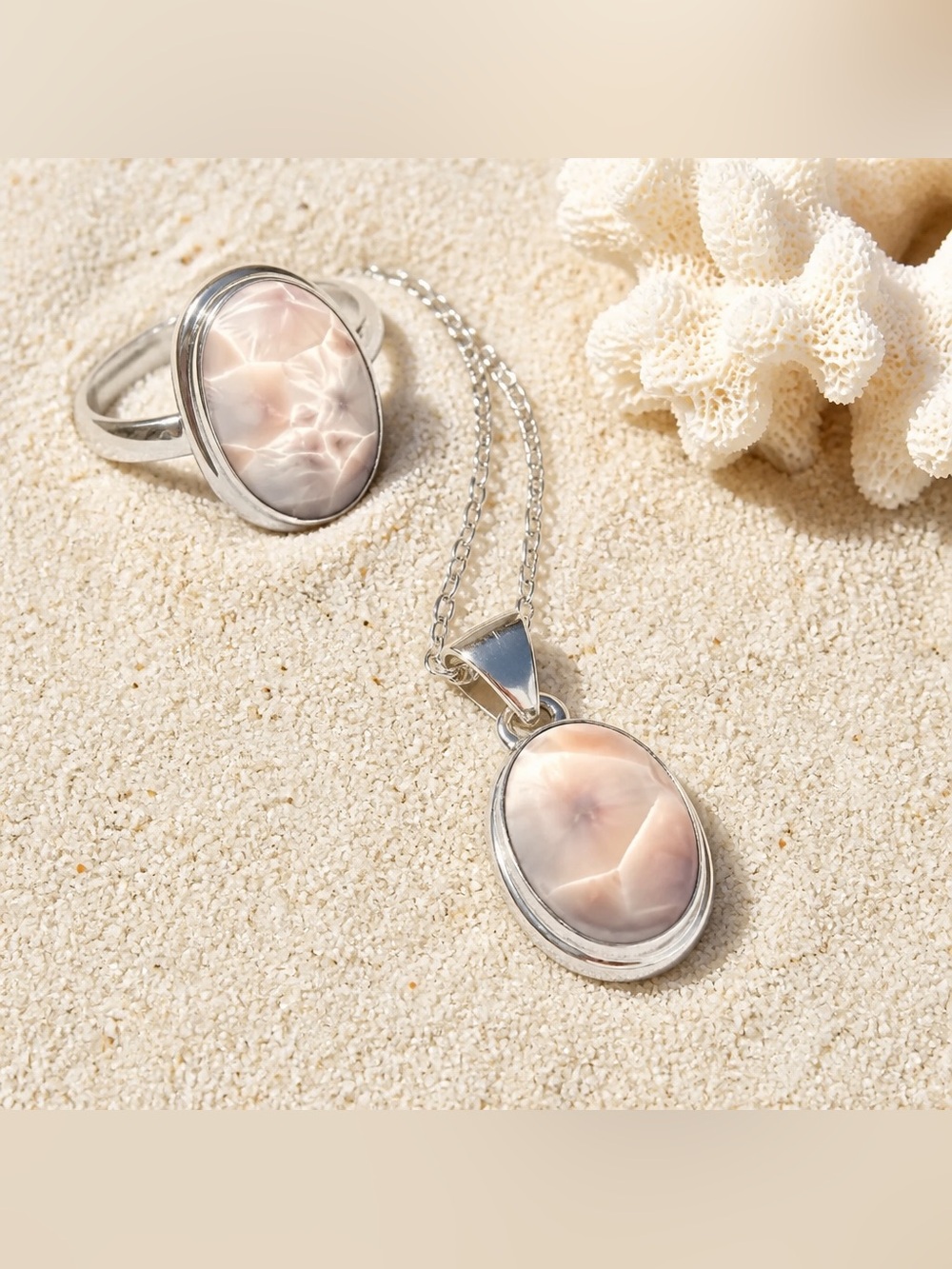 SET! Natrolite Necklace & Matching Ring